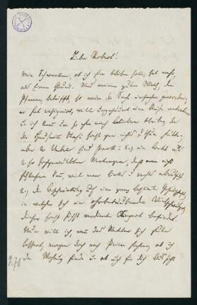 Brief vom 29. Aug. 1872