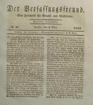 № 18. Cassel, den 3. März 1832.