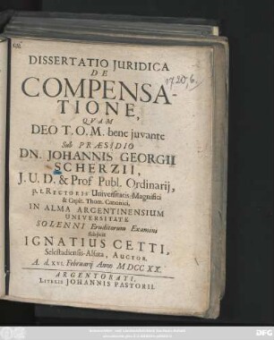 Dissertatio Juridica De Compensatione