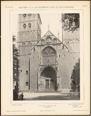 St. Paulus-Dom, Münster: Ansicht von Westen (aus: Blätter für Architektur und Kunsthandwerk, 11. Jg., 1898, Tafel 93)