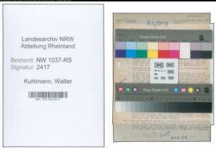 Entnazifizierung Walter Kuhlmann , geb. 21.10.1893 (Lehrer)