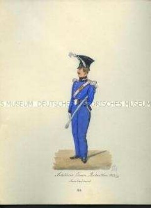 Uniformdarstellung, Sousleutnant des Artillerie-Train-Bataillons, Sachsen, 1822/1831.