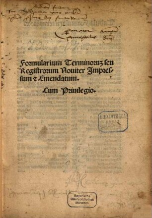 Formularium terminorum seu registrorum
