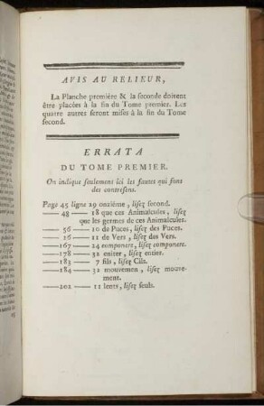 Errata du tome premier.