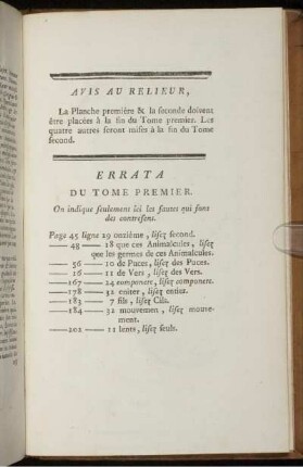 Errata du tome premier.