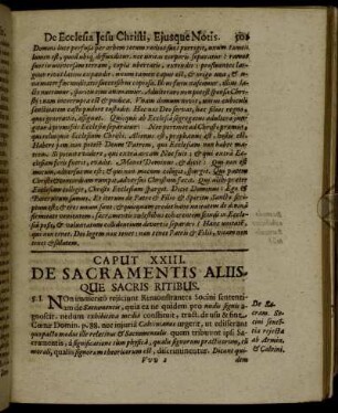 Caput XXIII. De Sacramentis Aliisque Sacris Ritibus.