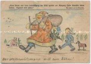 Selbstgezeichnete Feldpostkarte an den Sohn: Weihnachtsmann