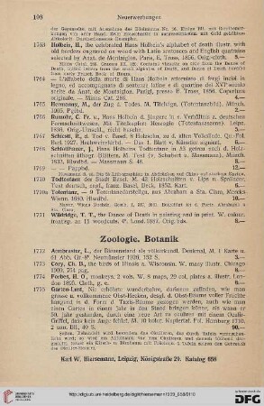Zoologie. Botanik (Nr. 1772-1789)