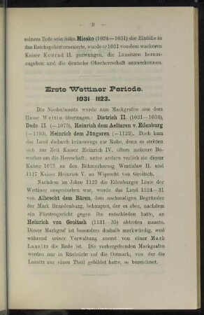 Erste Wettiner Periode 1031 - 1123