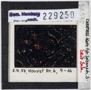 Chartres: Kathedrale, Glasfenster, Seitenschiff Süd, aufgenommen 5.9. 1957