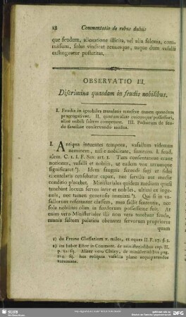 Observatio III. Discrimina quaedam in feudis nobilibus