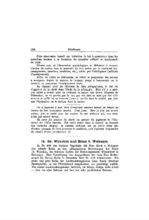 Dr. Wyneken und Ernst v. Wolzogen