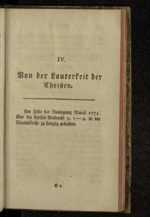 IV. Von der Lauterkeit der Christen.