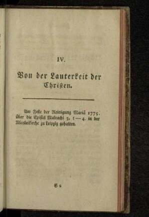 IV. Von der Lauterkeit der Christen.