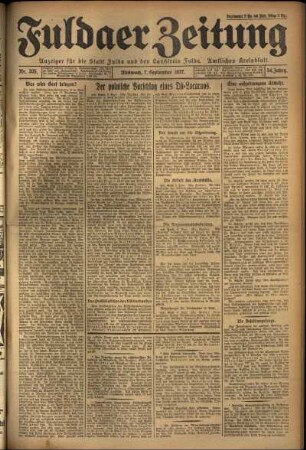 Ausgabe vom Mittwoch, den 07. September 1927.