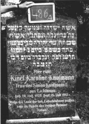 Grabstein 486 (Index: 100111645) Material: Granit Zustand: gut Maße HxBxT: 146x69x18 cm Beschreibung: konische Stele, Sockel, Segmentbogenabschluß: Grabstein 486A
