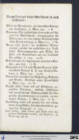 Beym Verleger dieses Werkchens ist auch erschienen: