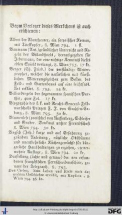 Beym Verleger dieses Werkchens ist auch erschienen: