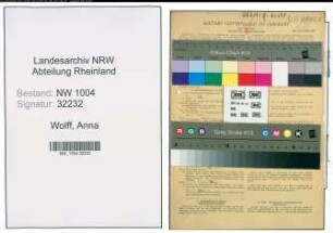 Entnazifizierung Anna Wolff , geb. 26.05.1905 (Postarbeiterin)