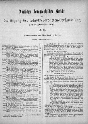 No. 33, 22. Oktober 1885