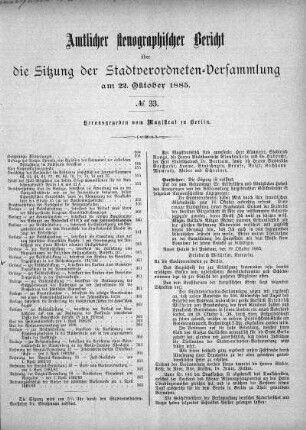 No. 33, 22. Oktober 1885