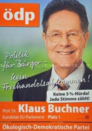 Plakat der Ökologisch-Demokratischen Partei zur Europawahl im Mai 2014