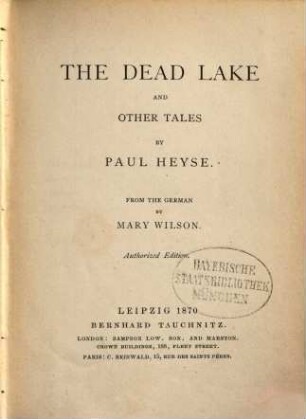 The dead lake and other tales