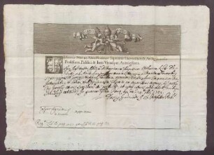 Studienzeugnisse des Marian Franz Schütz von Holzhausen aus Rom.