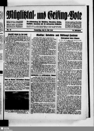 Müglitztal- und Geising-Bote : die Heimatzeitung für Altenberg, Bärenstein, Geising, Glashütte, Lauenstein und die umliegenden Ortschaften