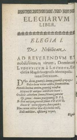 Elegiarum Liber. Elegia I. - X.