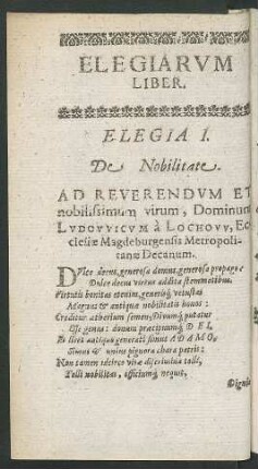 Elegiarum Liber. Elegia I. - X.