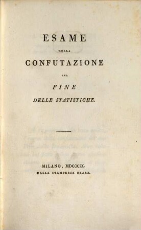 Esame della confutazione del fine delle statistiche