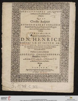 Conclvsiones Aliqvot ex materia Jurisdictionis desumptæ