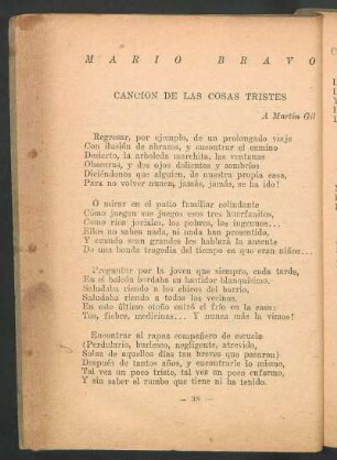 Canción de las cosas tristes : A Martín Gil