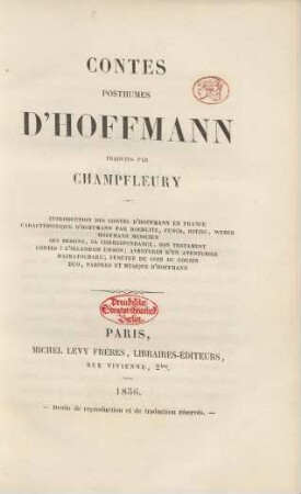 Contes posthumes d'Hoffmann