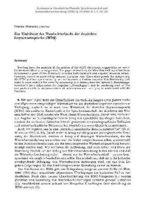 Zur Einleitung des Handwörterbuchs der deutschen Gegenwartssprache (HDG)