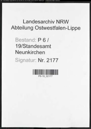 Sterberegister Standesamt Neunkirchen