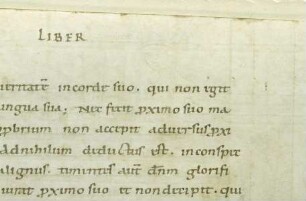 Bernward-Bibel — Schriftseite mit Zeichnung eines Frauenkopfes