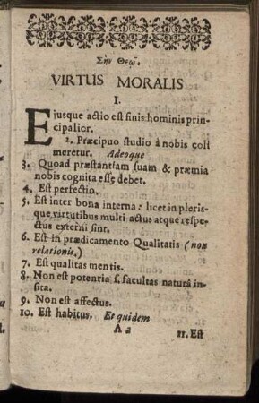 [Disputatio I.] Virtus Moralis