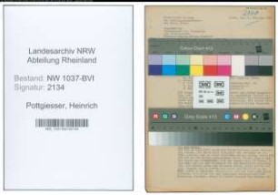 Entnazifizierung Heinrich Pottgiesser , geb. 03.09.1911 (Laborant)