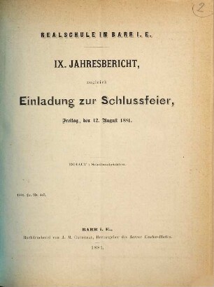 Jahresbericht : über d. Schuljahr .... 9. 1880/81
