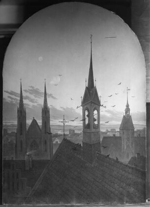 Frühläuten (Altdeutsche Stadt im Frühlicht)