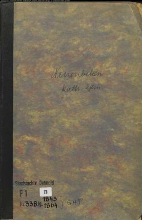 Kirchenbuchduplikat der katholischen Gemeinde Neuenbeken, Kreis Paderborn (GHT 1843-1864) (Gemeinde: Katholische Gemeinde Neuenbeken)
