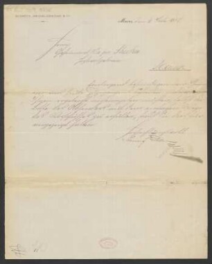 Brief an Ludwig Strecker  und B. Schott's Söhne : 06.07.1908
