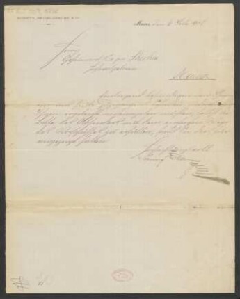 Brief an Ludwig Strecker <senior> und B. Schott's Söhne : 06.07.1908