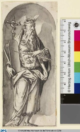 Moses in einer Nische nach rechts stehend