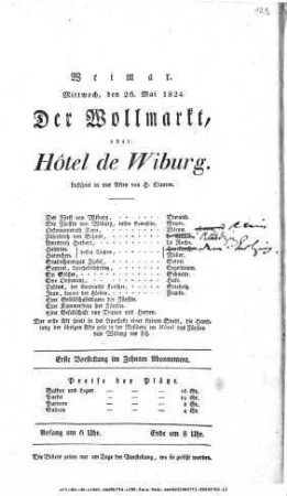 Der Wollmarkt, oder: Hôtel de Wiburg