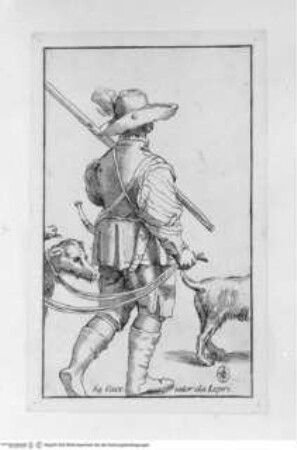 Le Arte di Bologna Originali, disegnate da Annibale Carracci, intagliate da S. Guilino... Rom 1646, "Cacciator da Lepri'; (Taf. 64)