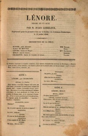 Lénore : drame en un acte