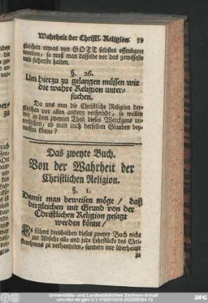 Das zweyte Buch. Von der Wahrheit der Christlichen Religion.